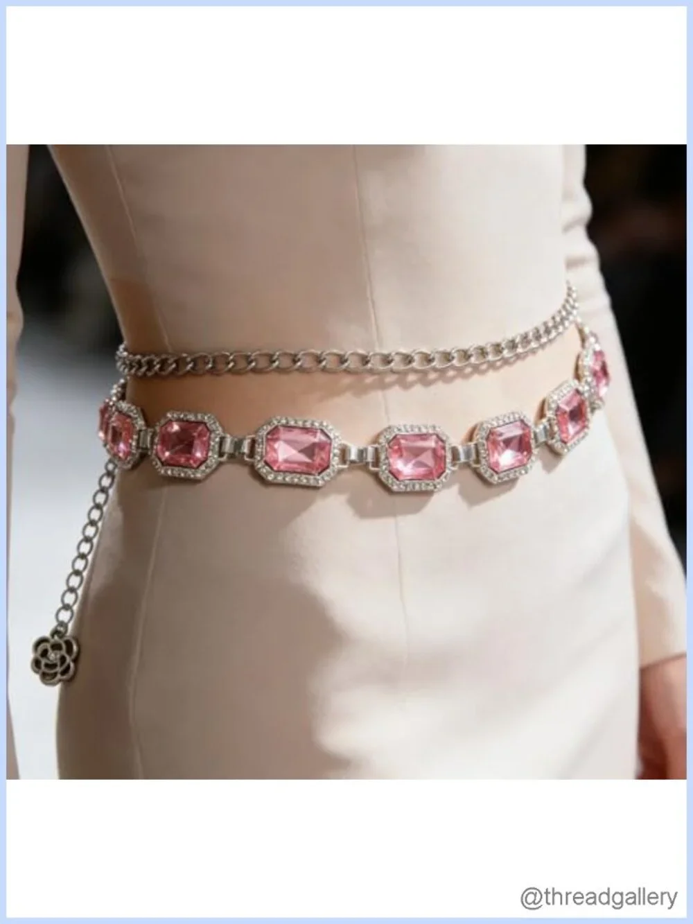 Rhinestone Crystal Chain Belt Metal Dress Belt Cowgirl Western Style